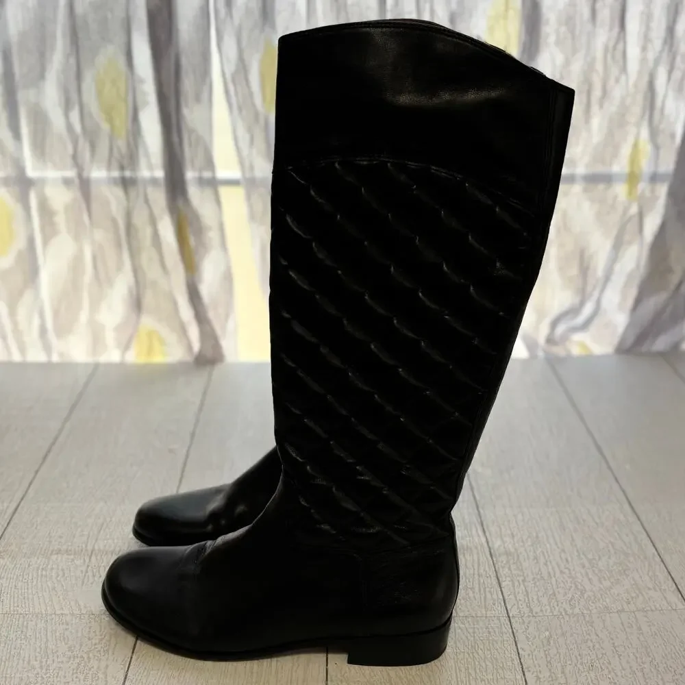 Corso Como Black Leather Over Knee Riding Boots Size 6